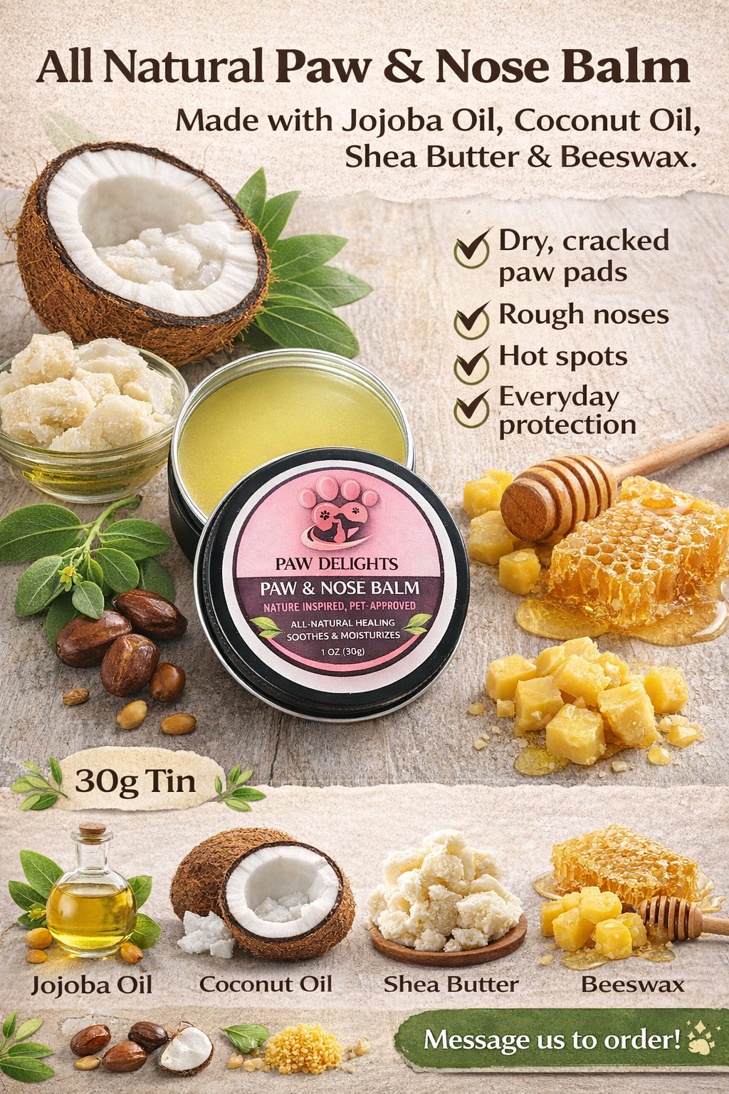 Natural nose and paw balm for dogs NZ
